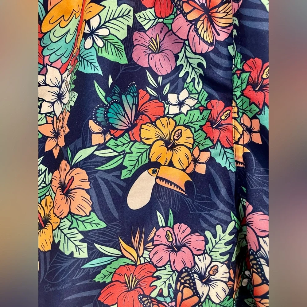 Boardies Apparel Tropical Print Men’s Mesh Lined Hawaiian Swim Trunks-Size Large